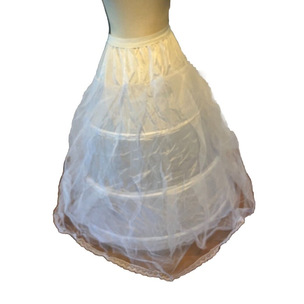 Petticoat Skirt White Long With Ruffles Foldable With A Hook